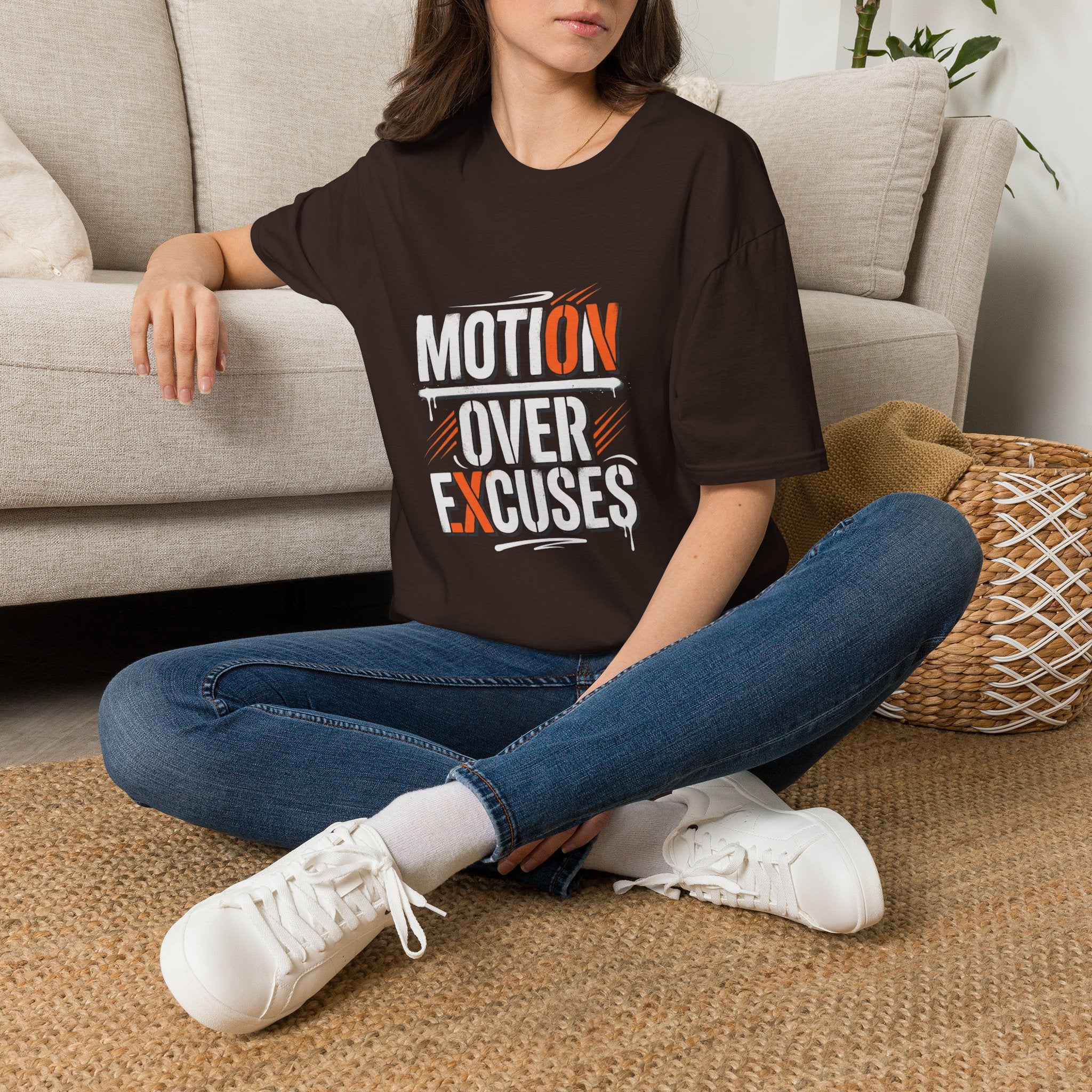 MotiOn Over Excuses" T-Shirt — Motivational Gym Tee