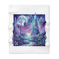 Cosmic Crystalland Throw Blanket — Neon Fantasy Landscape Blanket