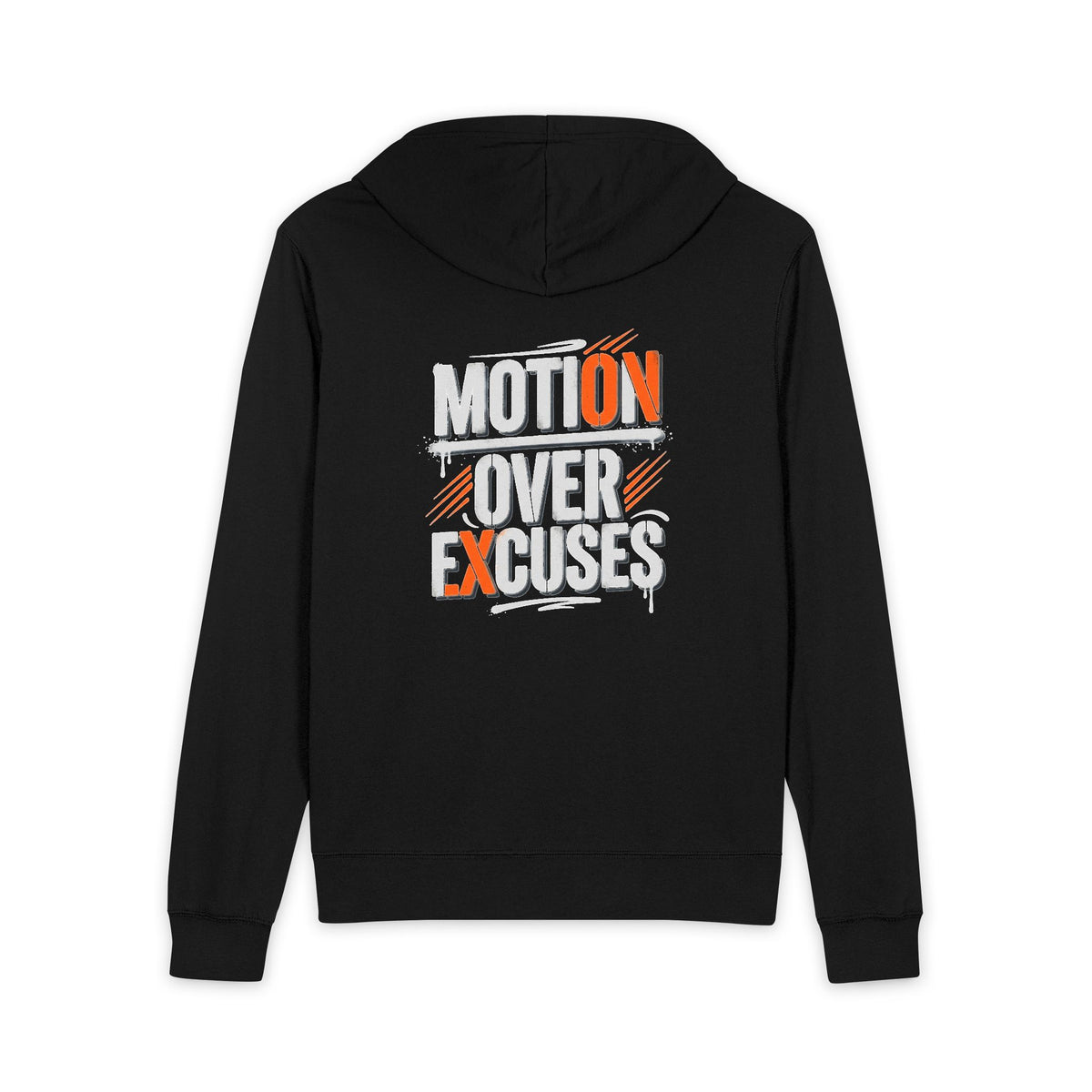 Motivational 'Motion Over Excuses' Hoodie - Full-Zip Fitness Zip-Up