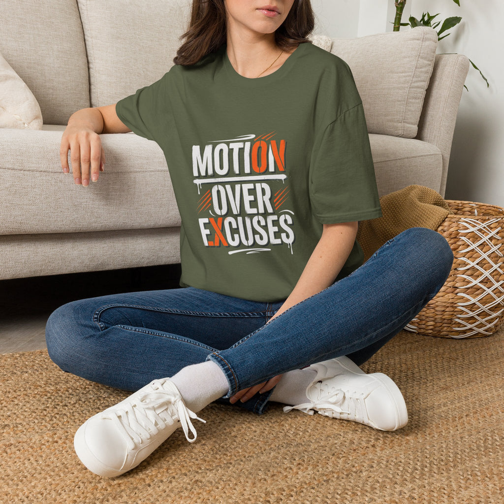 MotiOn Over Excuses" T-Shirt — Motivational Gym Tee