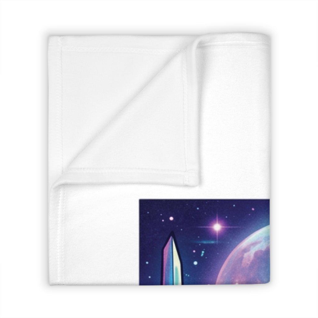 Cosmic Crystalland Throw Blanket — Neon Fantasy Landscape Blanket