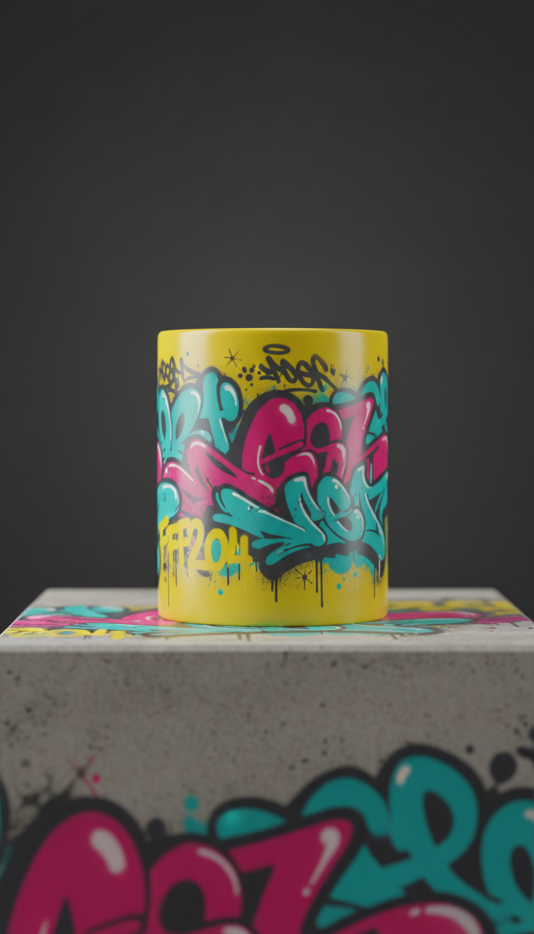 Electric Yellow Graffiti Mug