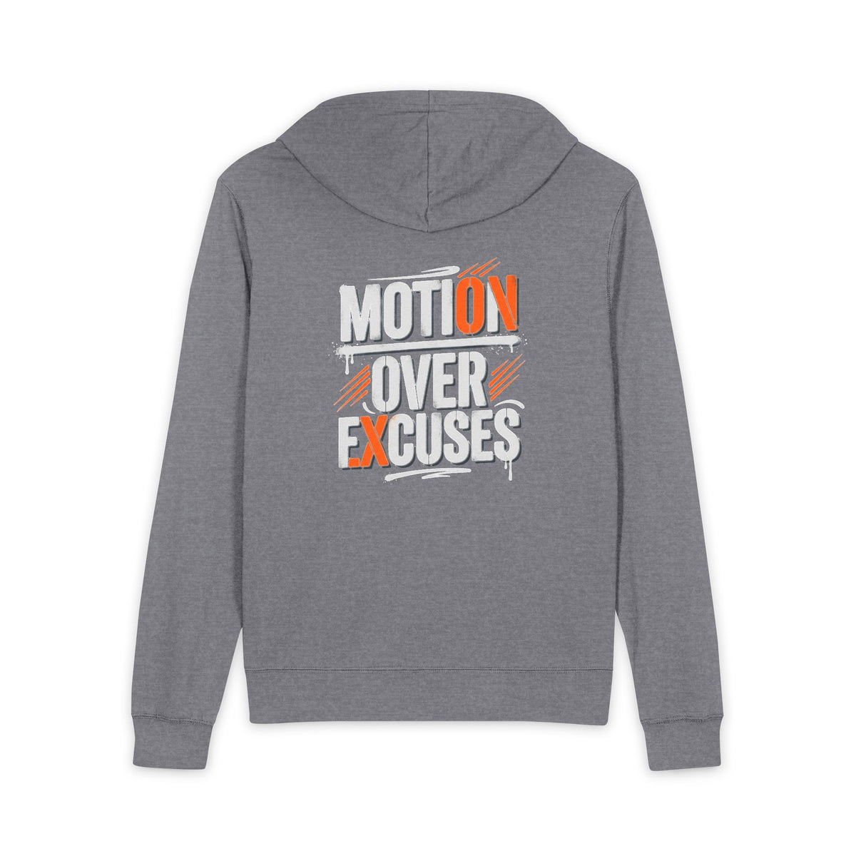 Motivational 'Motion Over Excuses' Hoodie - Full-Zip Fitness Zip-Up