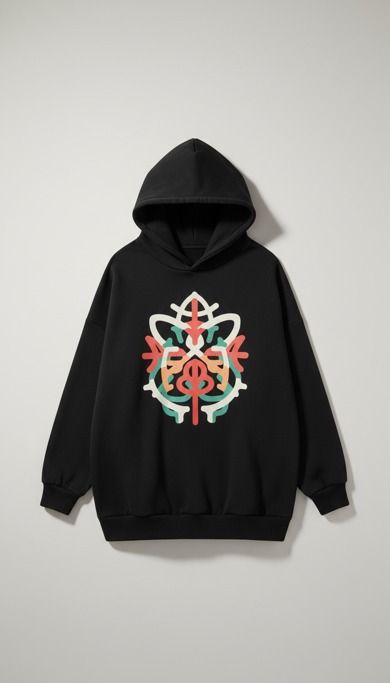 Oversized Graphic Hoodie Charcoal Black
